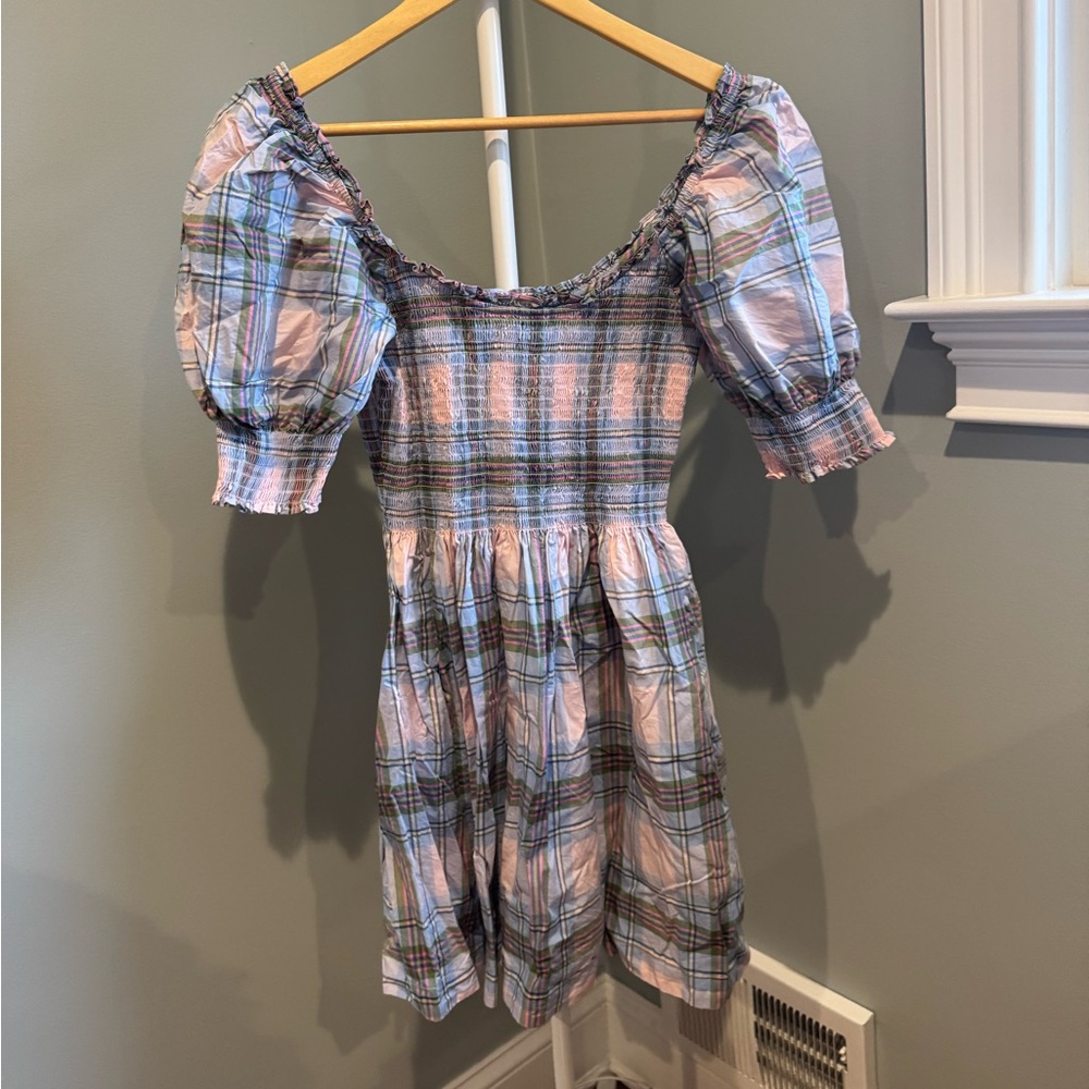 Plaid Puff Sleeve Dress